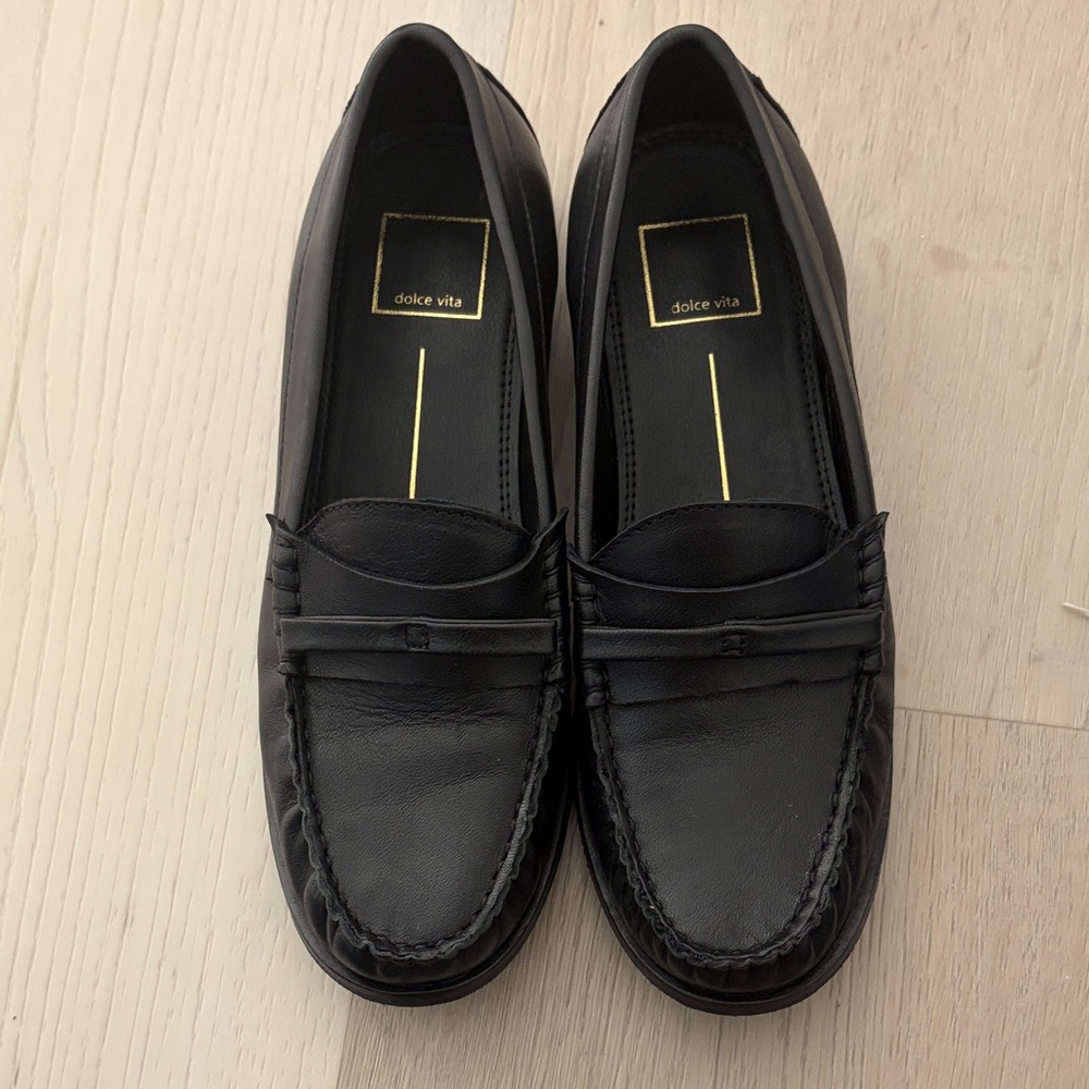 Dolce Vita Black Leather Penny Loafers for Men